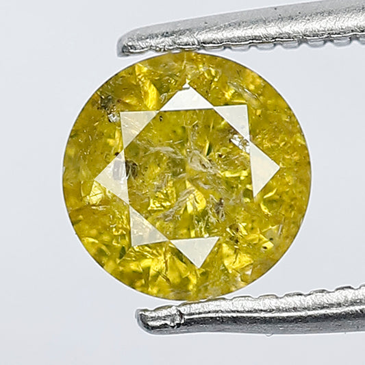 1.06 CT Round Shape Brilliant cut Diamond, Beautiful Yellow color 6 mm Glaring Faceted Natural Salt and Pepper for a solitaire Diamond ring