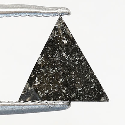 0.68 CT Triangle cut Natural Loose Diamond, 7.00 mm Gray Black Salt and Pepper Diamond For Custom Pendant