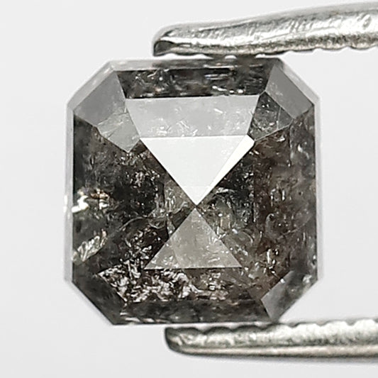 1.27 CT Radiant Shape Natural Loose Diamond, 5 mm Grey Black color salt and pepper Ideal for custom Diamond Engagement ring