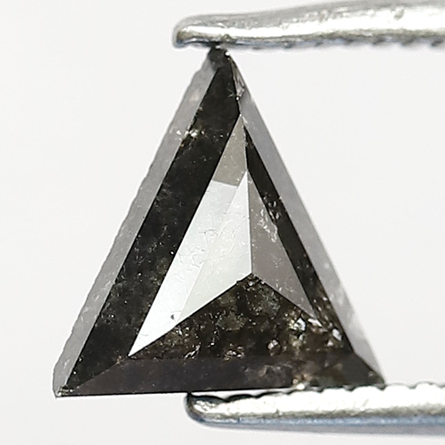 0.68 CT Triangle cut Natural Loose Diamond, 7.00 mm Gray Black Salt and Pepper Diamond For Custom Pendant