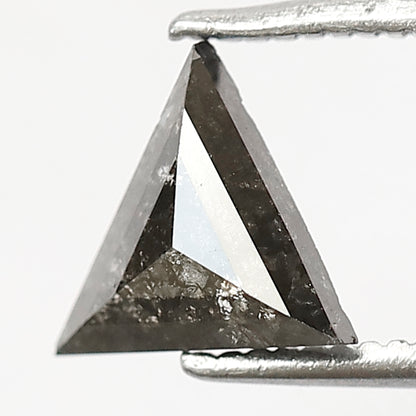 0.68 CT Triangle cut Natural Loose Diamond, 7.00 mm Gray Black Salt and Pepper Diamond For Custom Pendant