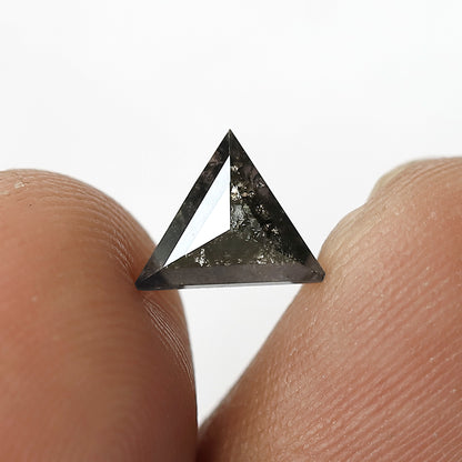 0.68 CT Triangle cut Natural Loose Diamond, 7.00 mm Gray Black Salt and Pepper Diamond For Custom Pendant