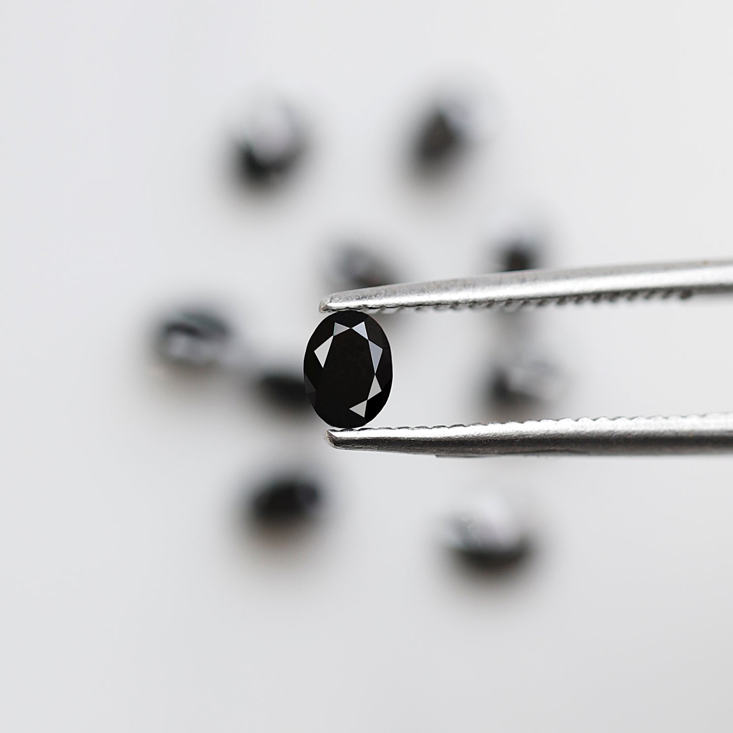 1.83 Ct Black Oval Melee Diamond Lot, 10 Pcs Natural Treated Loose Diamonds, 4 x 3 mm for Wedding Jewelry