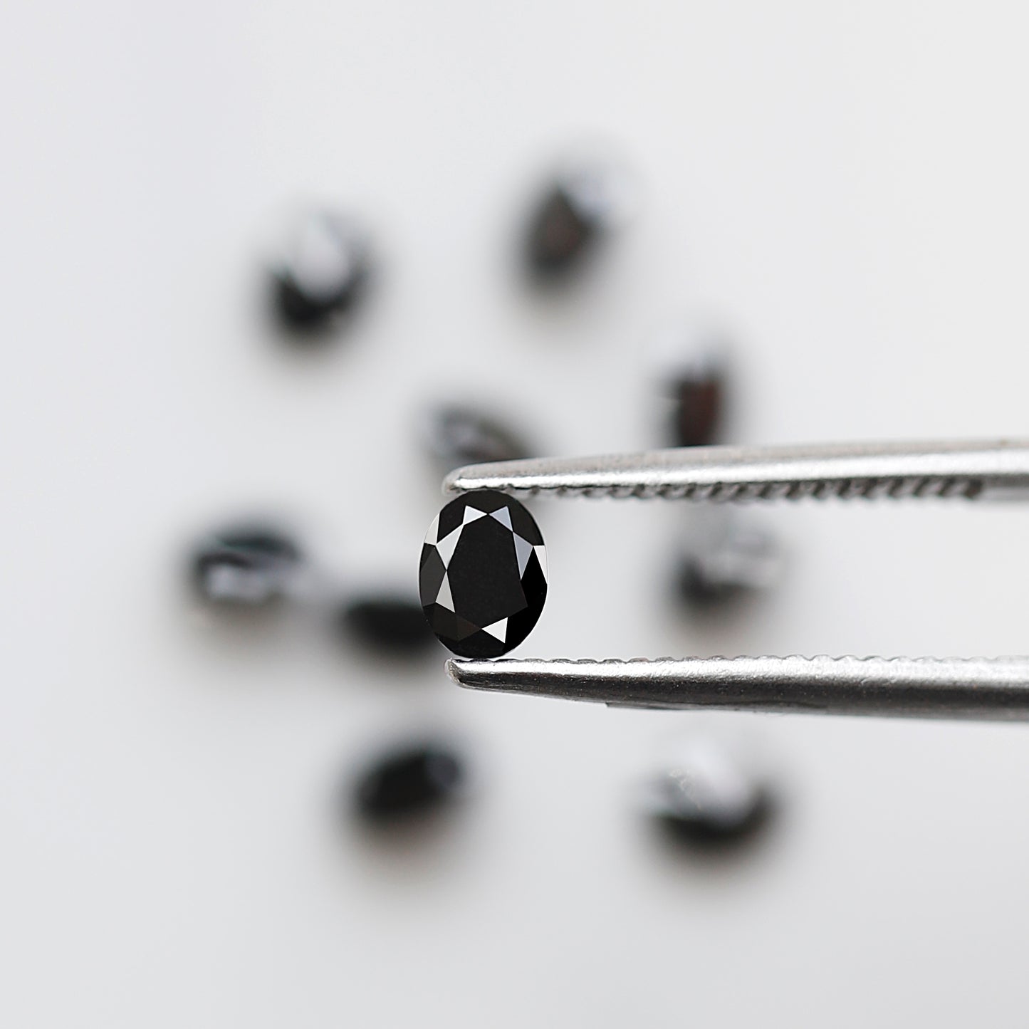 1.83 Ct Black Oval Melee Diamond Lot, 10 Pcs Natural Treated Loose Diamonds, 4 x 3 mm for Wedding Jewelry