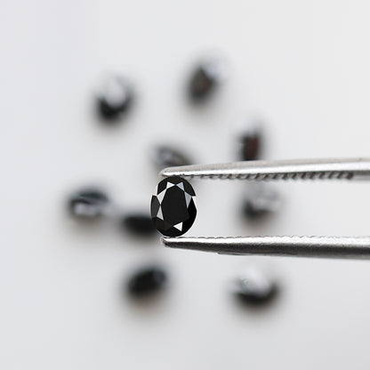 1.83 Ct Black Oval Melee Diamond Lot, 10 Pcs Natural Treated Loose Diamonds, 4 x 3 mm for Wedding Jewelry