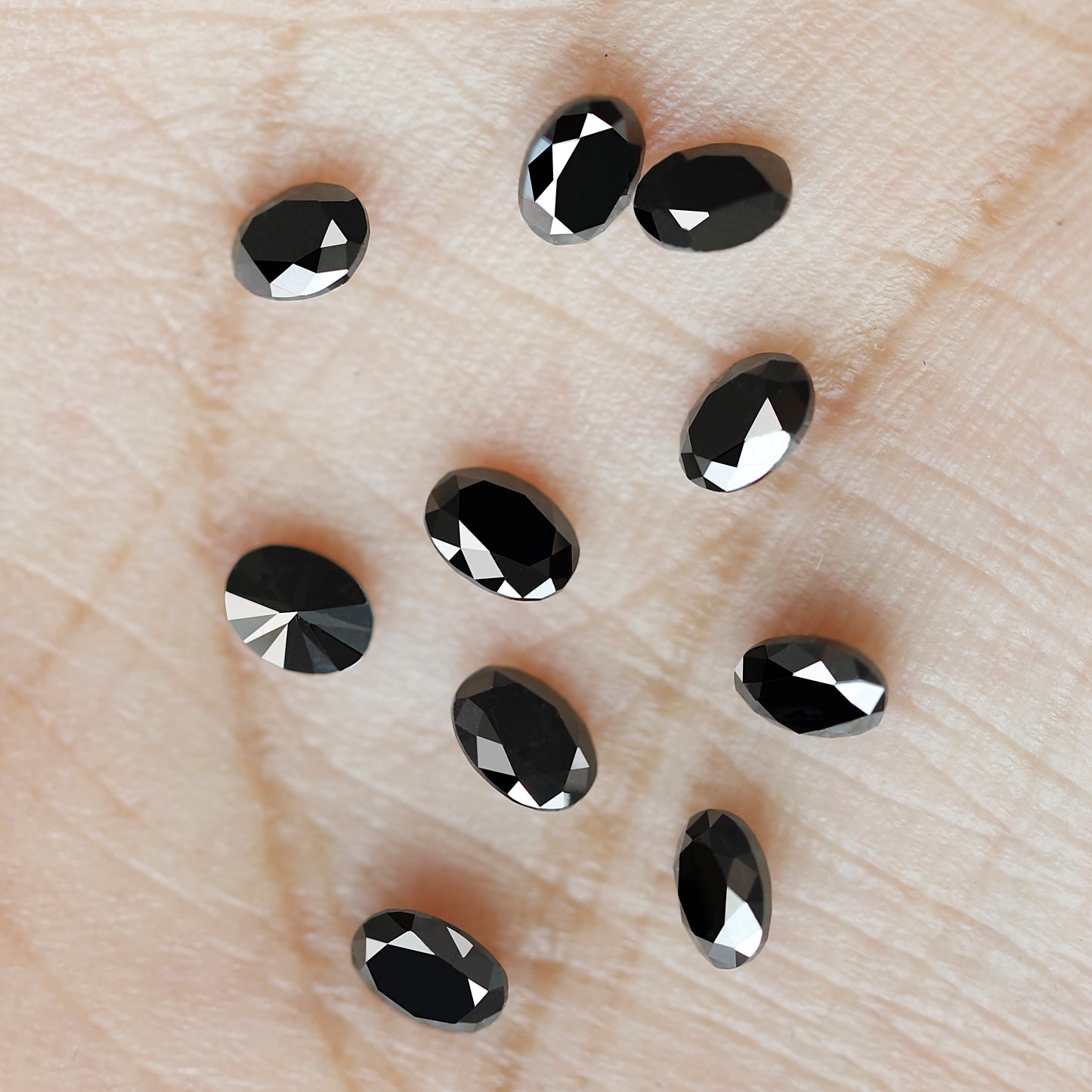 1.83 Ct Black Oval Melee Diamond Lot, 10 Pcs Natural Treated Loose Diamonds, 4 x 3 mm for Wedding Jewelry