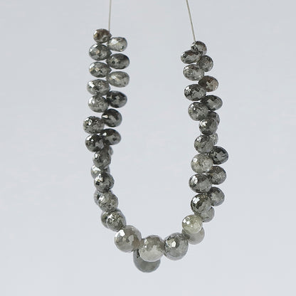 18.22 CT Natural Grey Black Fully Polished 48 Pieces Salt and Pepper Diamond Beads Ideal For Making Unique Bridal Jewelry