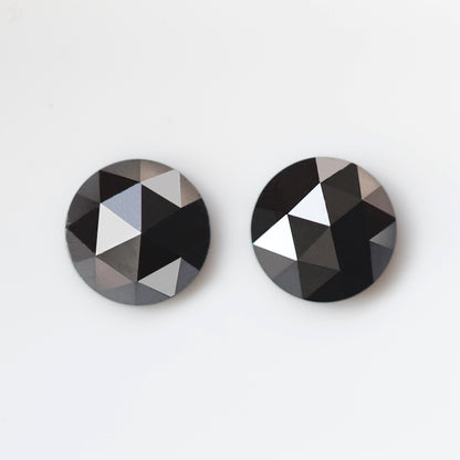 1.92 Ct Natural Treated Black Diamonds, Round Matching Pair Loose Diamonds for Earrings Making