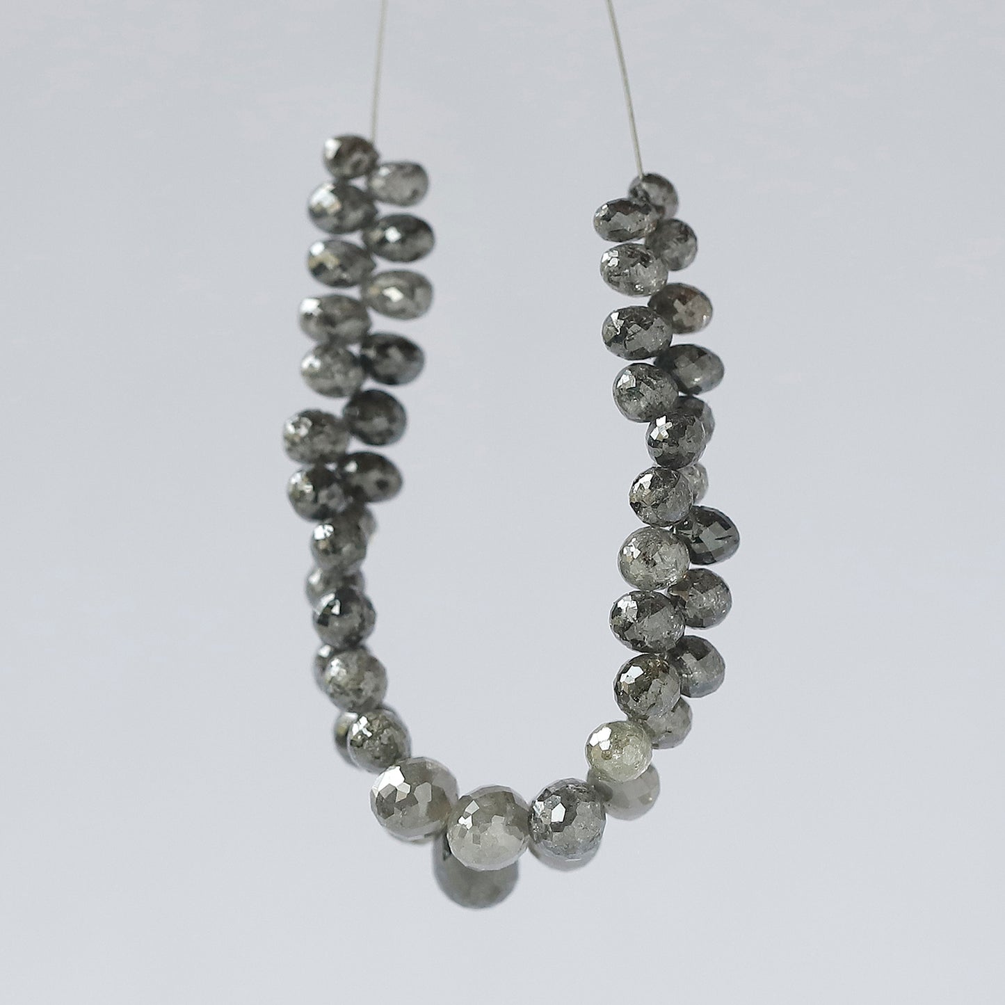 18.22 CT Natural Grey Black Fully Polished 48 Pieces Salt and Pepper Diamond Beads Ideal For Making Unique Bridal Jewelry