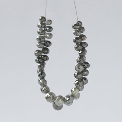 18.22 CT Natural Grey Black Fully Polished 48 Pieces Salt and Pepper Diamond Beads Ideal For Making Unique Bridal Jewelry