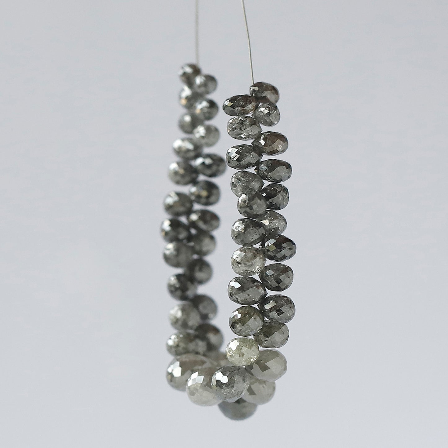 18.22 CT Natural Grey Black Fully Polished 48 Pieces Salt and Pepper Diamond Beads Ideal For Making Unique Bridal Jewelry