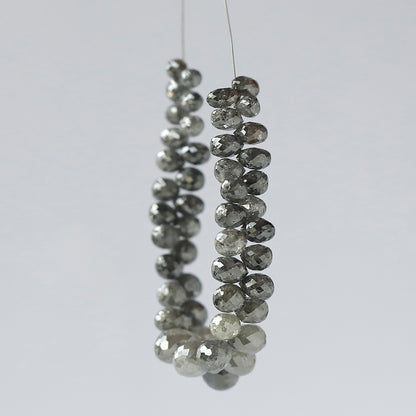 18.22 CT Natural Grey Black Fully Polished 48 Pieces Salt and Pepper Diamond Beads Ideal For Making Unique Bridal Jewelry