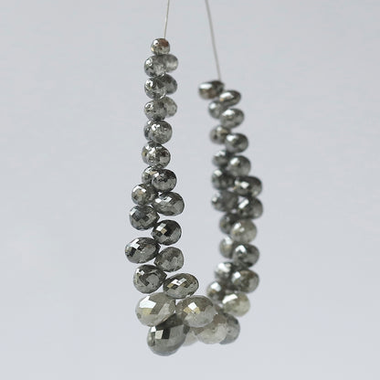 18.22 CT Natural Grey Black Fully Polished 48 Pieces Salt and Pepper Diamond Beads Ideal For Making Unique Bridal Jewelry