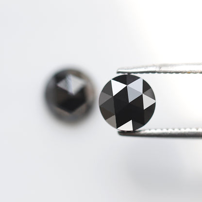 1.92 Ct Natural Treated Black Diamonds, Round Matching Pair Loose Diamonds for Earrings Making