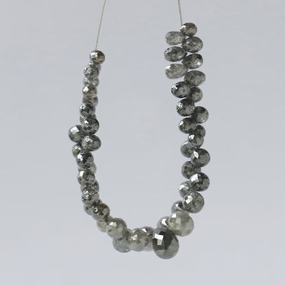 18.22 CT Natural Grey Black Fully Polished 48 Pieces Salt and Pepper Diamond Beads Ideal For Making Unique Bridal Jewelry