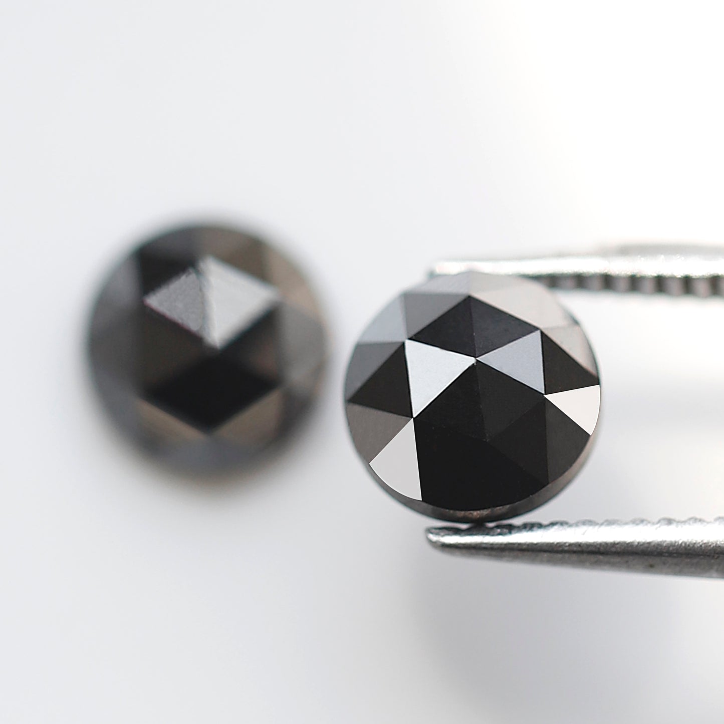 1.92 Ct Natural Treated Black Diamonds, Round Matching Pair Loose Diamonds for Earrings Making