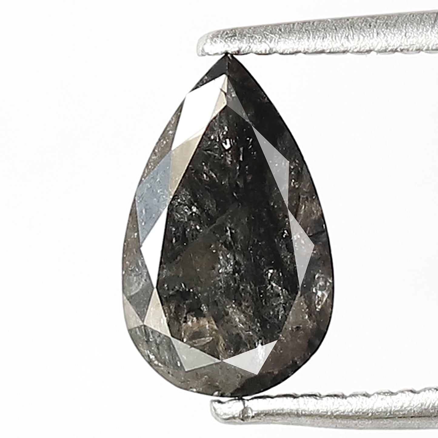1.09 CT Pear Shape Gray Black Loose Diamond, 9.00 x 5.50 mm Natural Salt and Pepper Diamond for Engagement Jewelry