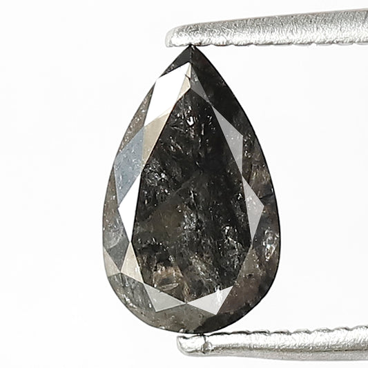 1.09 CT Pear Shape Gray Black Loose Diamond, 9.00 x 5.50 mm Natural Salt and Pepper Diamond for Engagement Jewelry