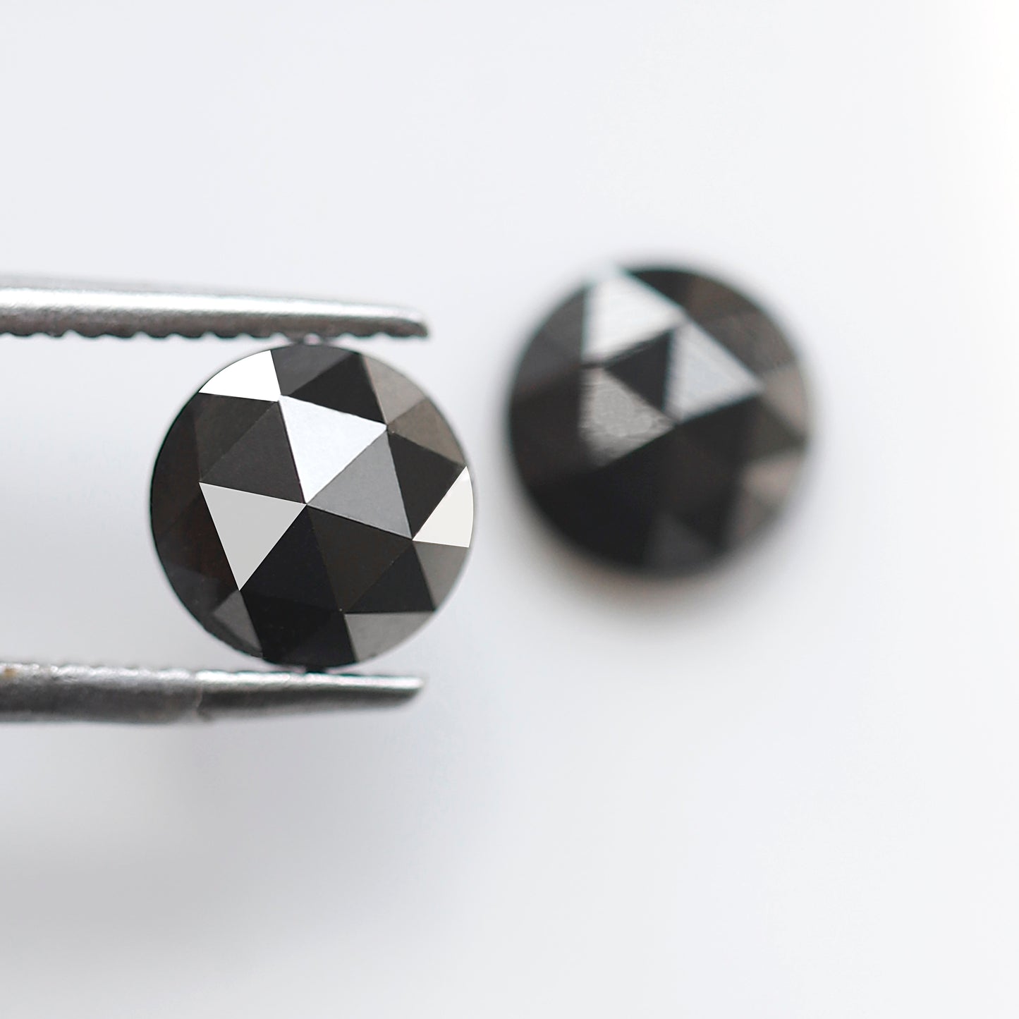 1.92 Ct Natural Treated Black Diamonds, Round Matching Pair Loose Diamonds for Earrings Making