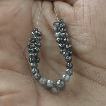 18.22 CT Natural Grey Black Fully Polished 48 Pieces Salt and Pepper Diamond Beads Ideal For Making Unique Bridal Jewelry