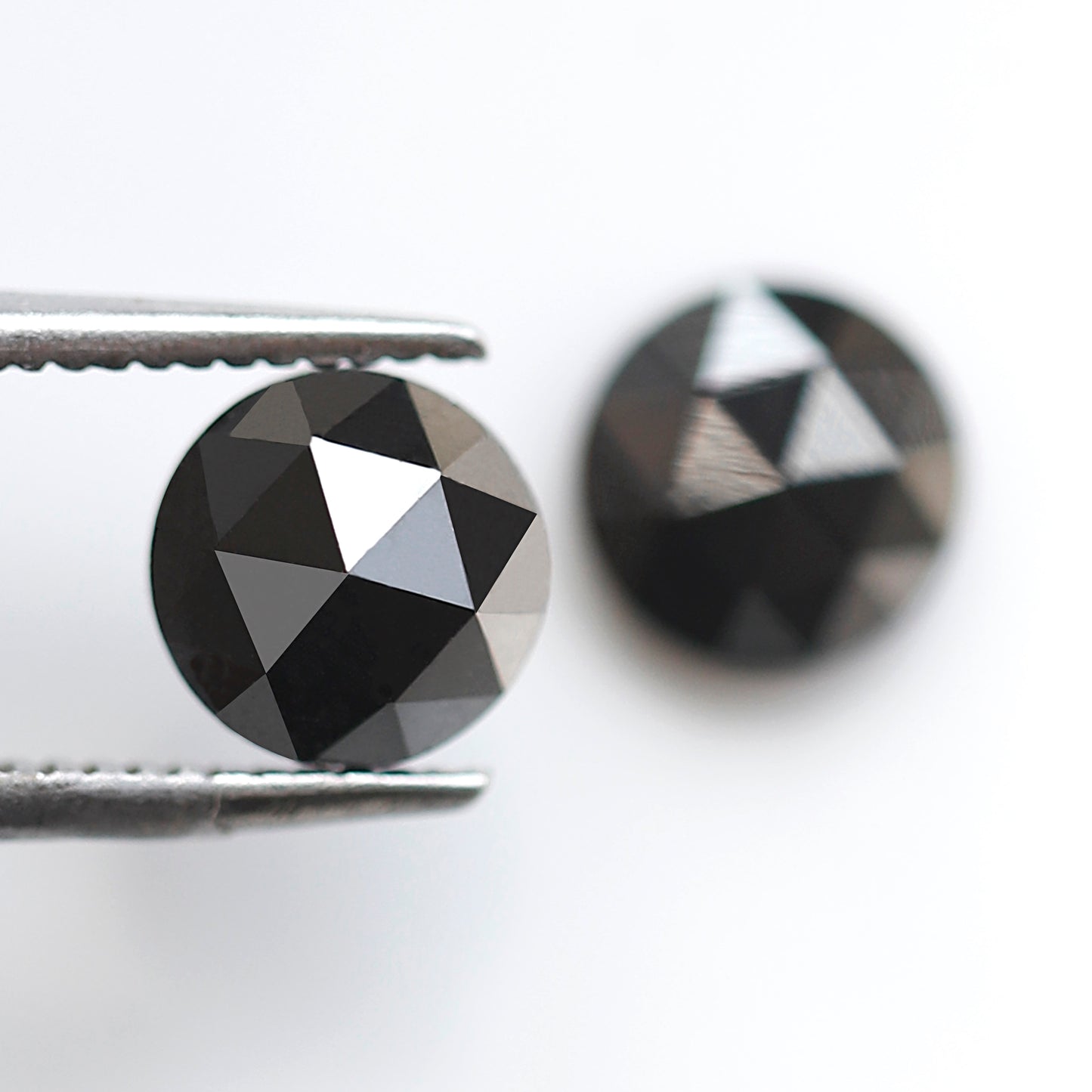 1.92 Ct Natural Treated Black Diamonds, Round Matching Pair Loose Diamonds for Earrings Making