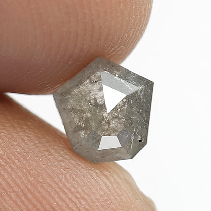 1.11 CT Geometric cut Loose Earth Mined Diamond, Natural Gray Black Salt and Pepper Diamond For Custom Jewelry