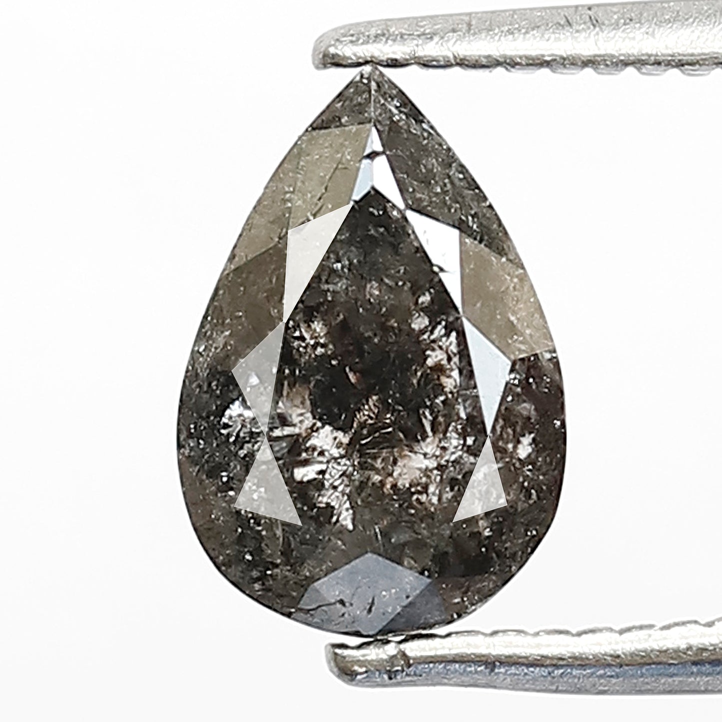 Natural 1.23 CT Gray Black Pear Cut Diamond, 8.30 x 5.60 mm Loose Salt and Pepper Diamond for Ring Making