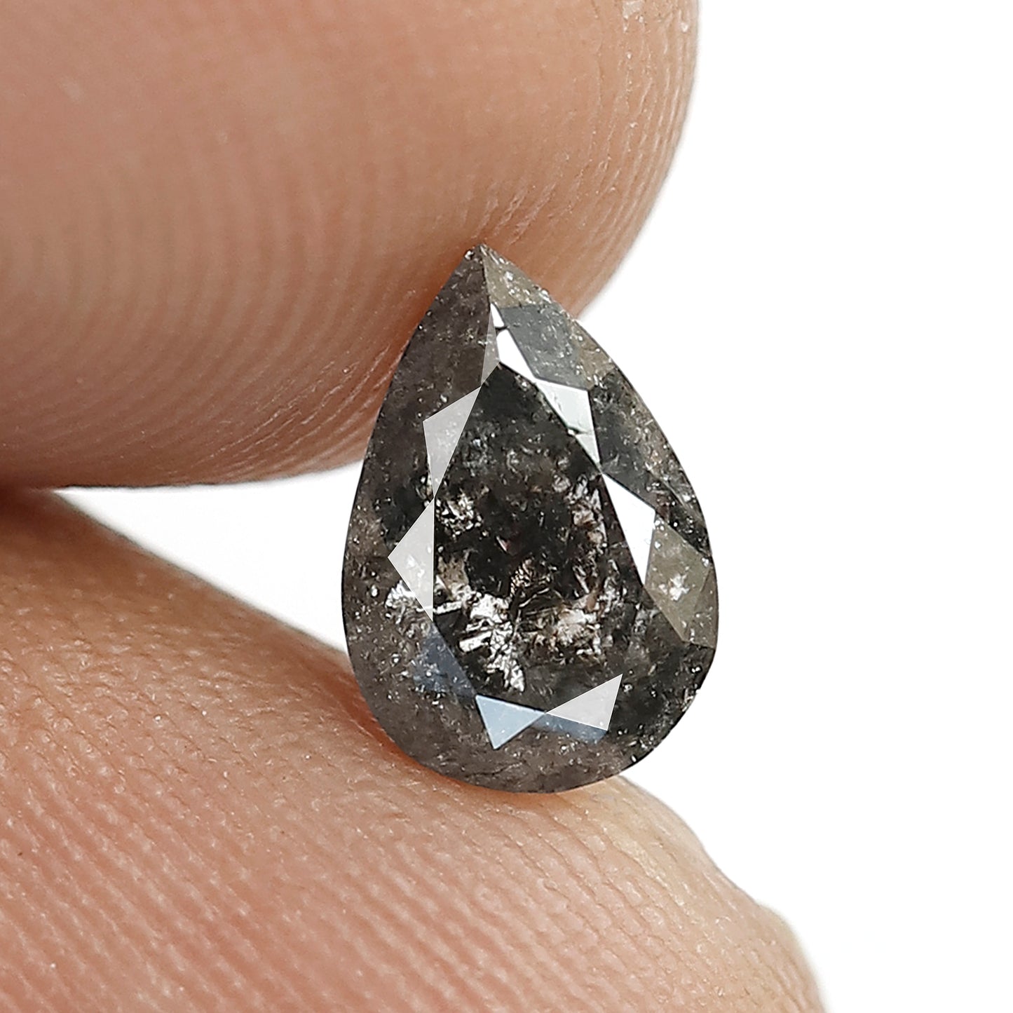 Natural 1.23 CT Gray Black Pear Cut Diamond, 8.30 x 5.60 mm Loose Salt and Pepper Diamond for Ring Making