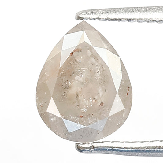 1.29 CT Pear Shape Salt and Pepper Diamond, 7.90 mm Natural Misty White Loose Earth Mined Diamond For Wedding Jewelry