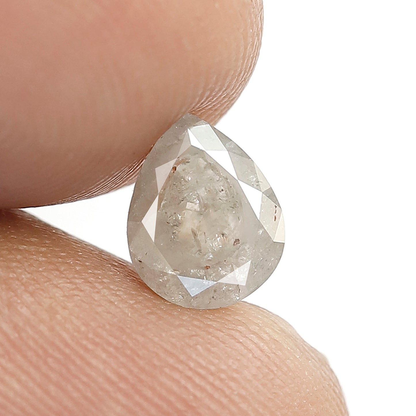 1.29 CT Pear Shape Salt and Pepper Diamond, 7.90 mm Natural Misty White Loose Earth Mined Diamond For Wedding Jewelry