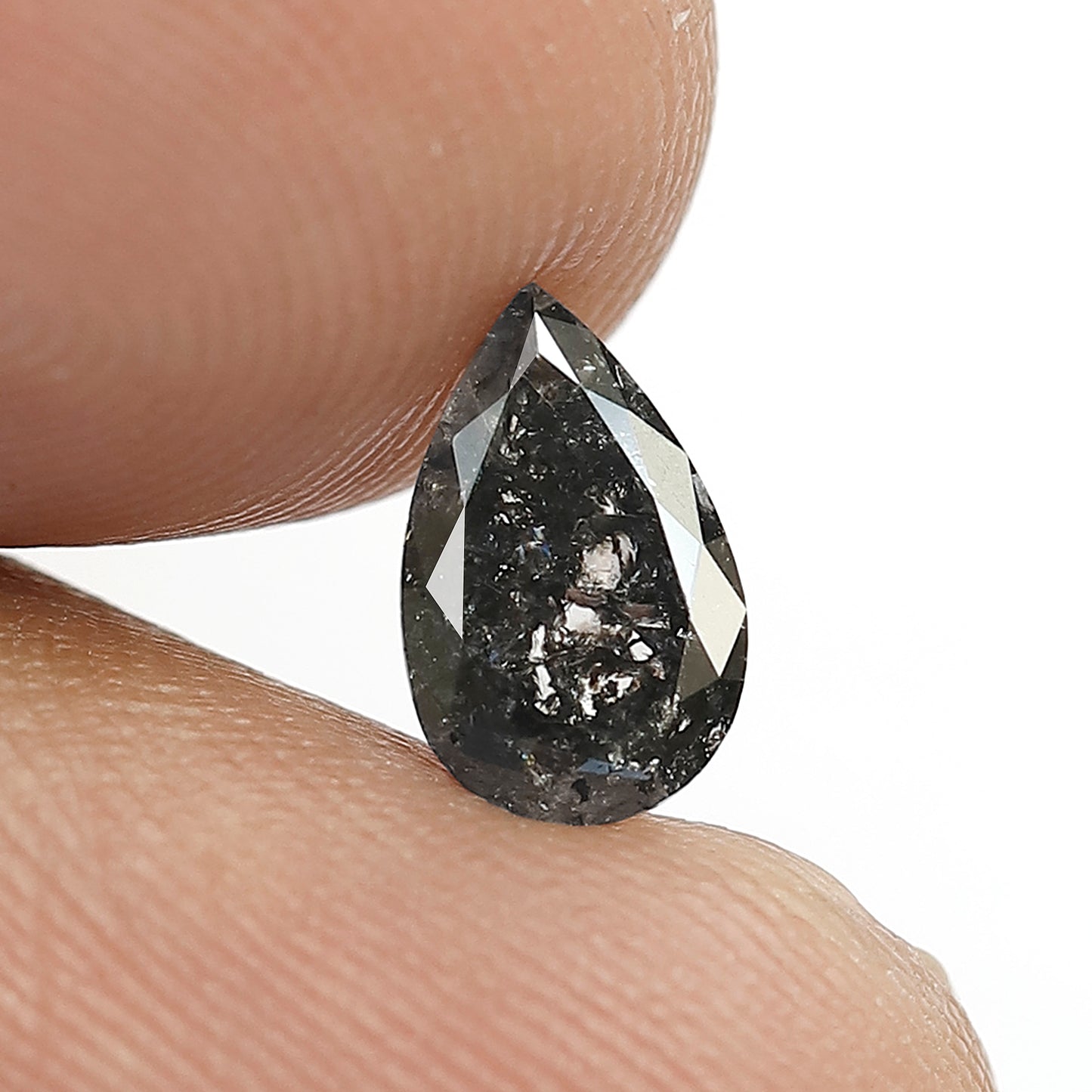 Pear Shape Natural Salt and Pepper Diamond 8.50 x 5.40 mm | 0.85 Ct Gray Black Diamond | Conflict Free Stone for Ring Making