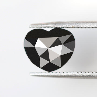 1.78 Ct Natural Treated Black Diamond, Heart Cut 7.70 mm Loose Diamond for Engagement Proposal Ring