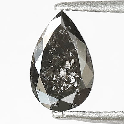 Pear Shape Natural Salt and Pepper Diamond 8.50 x 5.40 mm | 0.85 Ct Gray Black Diamond | Conflict Free Stone for Ring Making