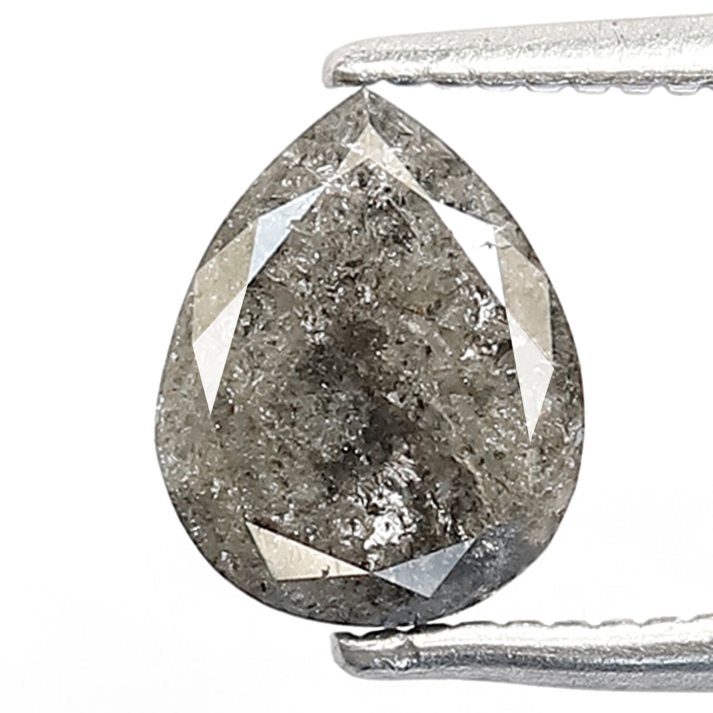 1.09 CT Pear Shape Salt and Pepper Loose Diamond, 7.40 mm Natural Gray Black Earth Mined Diamond For Custom Jewelry
