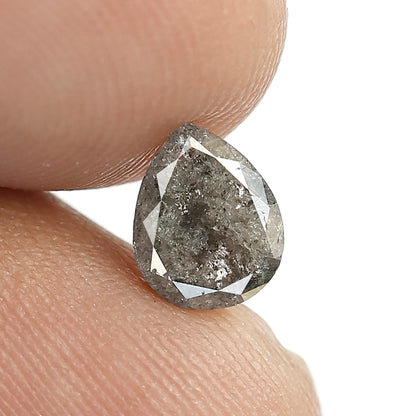 1.09 CT Pear Shape Salt and Pepper Loose Diamond, 7.40 mm Natural Gray Black Earth Mined Diamond For Custom Jewelry