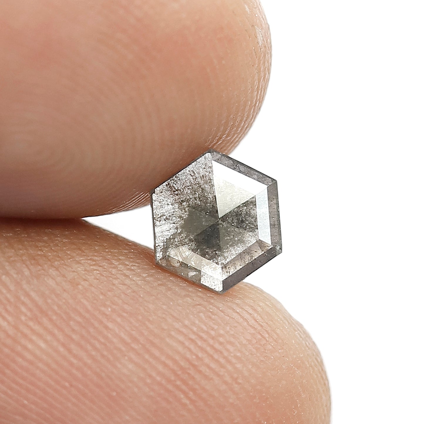 0.59 CT Hexagon Shape Salt and Pepper Diamond, Natural Gray Black Loose Ethical Diamond For Custom Pendant and Ring