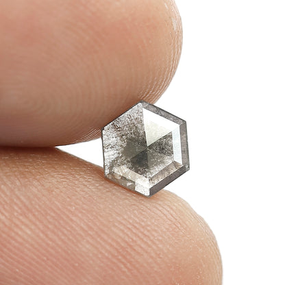 0.59 CT Hexagon Shape Salt and Pepper Diamond, Natural Gray Black Loose Ethical Diamond For Custom Pendant and Ring