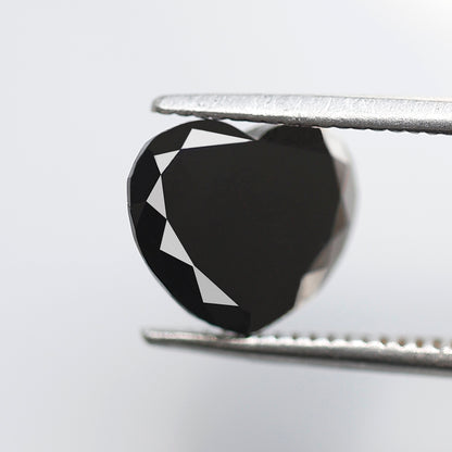 1.78 Ct Natural Treated Black Diamond, Heart Cut 7.70 mm Loose Diamond for Engagement Proposal Ring