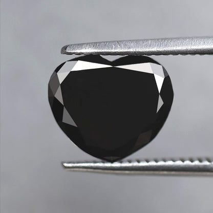 1.78 Ct Natural Treated Black Diamond, Heart Cut 7.70 mm Loose Diamond for Engagement Proposal Ring