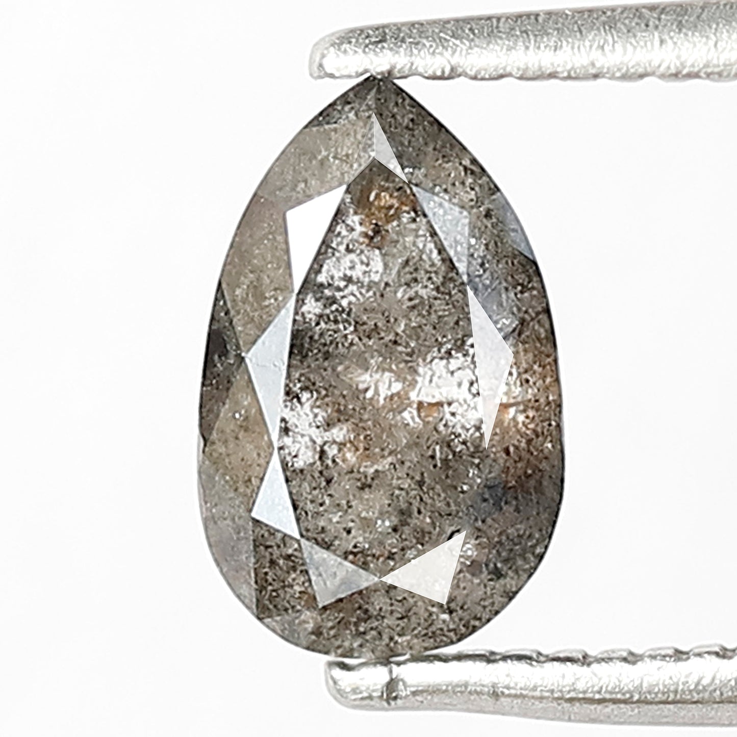 1.02 Ct Pear Shape Salt and Pepper Diamond | Natural Gray Black Translucent Loose Diamond | Conflict Free Bridal Ring Stone