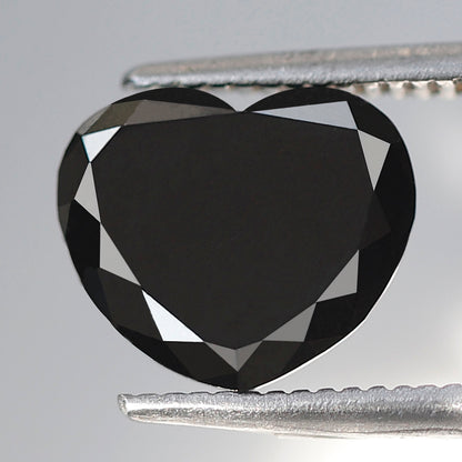 1.78 Ct Natural Treated Black Diamond, Heart Cut 7.70 mm Loose Diamond for Engagement Proposal Ring