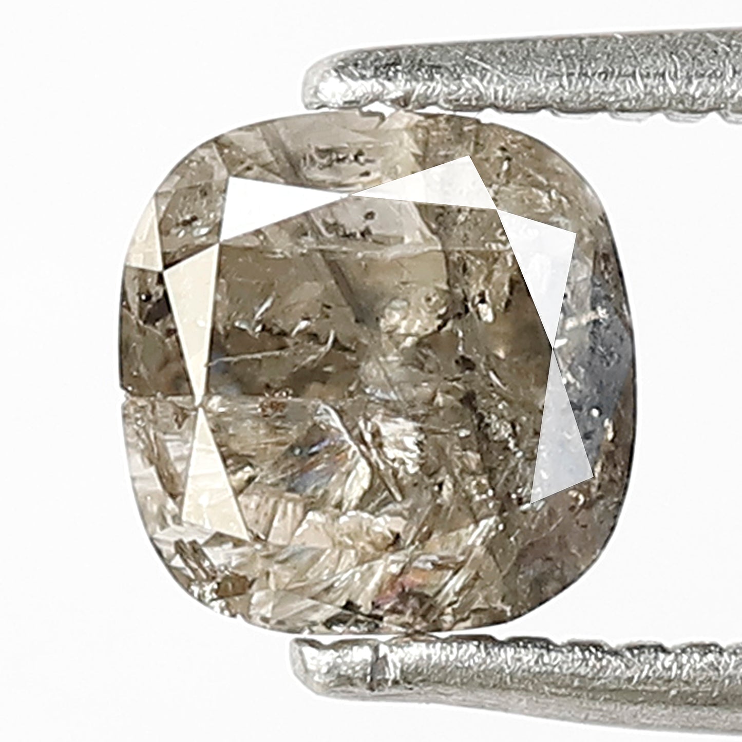 0.88 CT Cushion cut Salt and Pepper Loose Diamond, 5.80 x 5.80 mm Natural Brownish Earth Mined Diamond For Women Rings