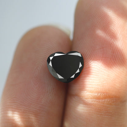 1.78 Ct Natural Treated Black Diamond, Heart Cut 7.70 mm Loose Diamond for Engagement Proposal Ring