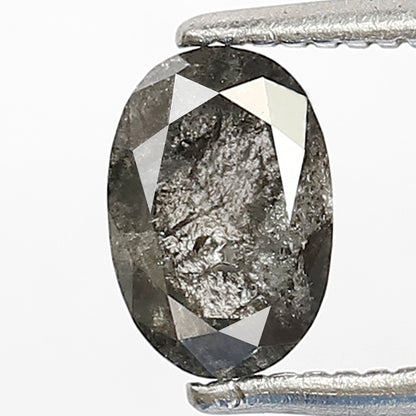 Oval Shape Natural Salt and Pepper Diamond | 0.74 Ct Gray Black Diamond | Translucent Conflict Free Stone for Bridal & Wedding Rings