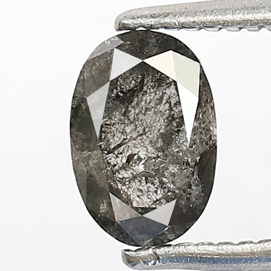 Oval Shape Natural Salt and Pepper Diamond | 0.74 Ct Gray Black Diamond | Translucent Conflict Free Stone for Bridal & Wedding Rings