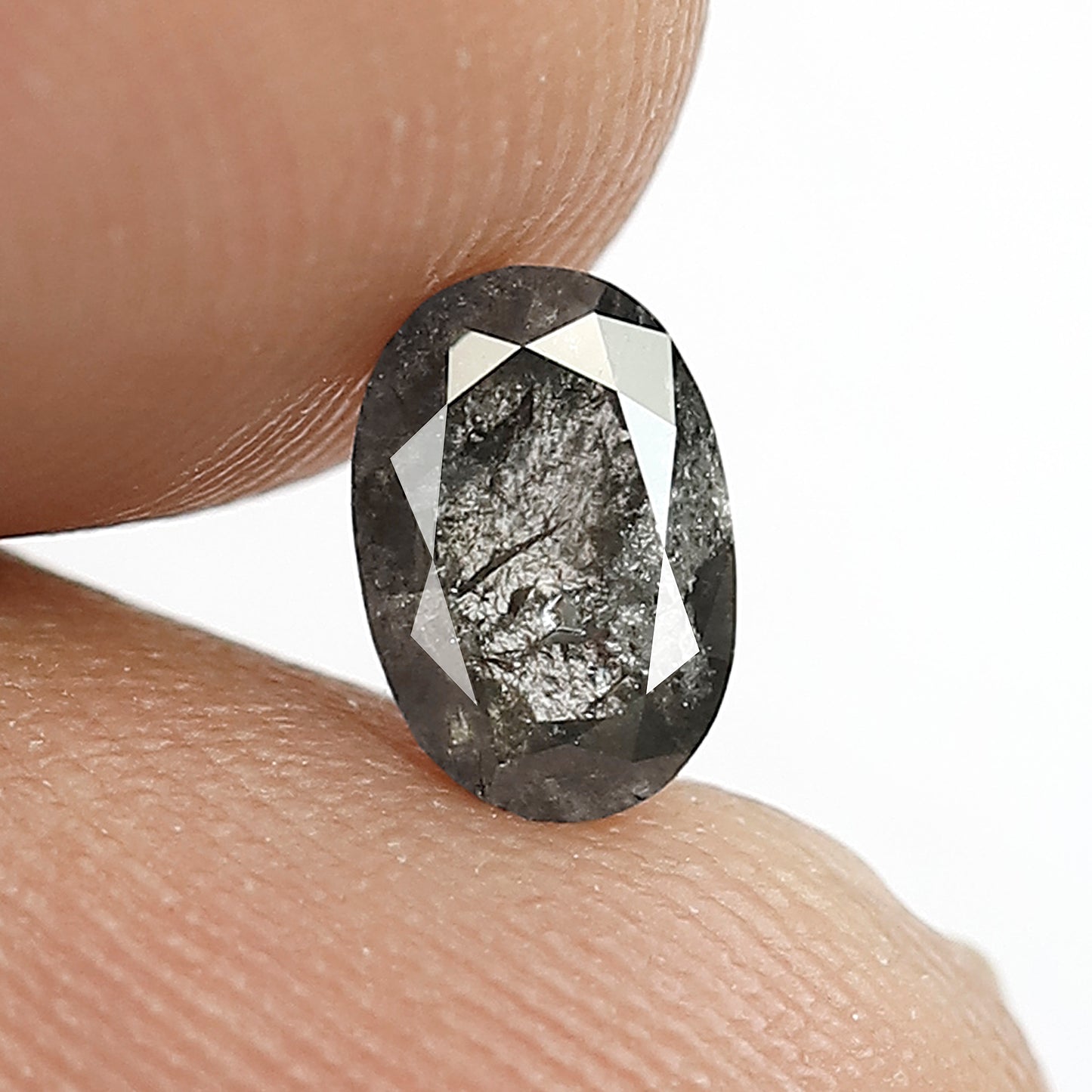Oval Shape Natural Salt and Pepper Diamond | 0.74 Ct Gray Black Diamond | Translucent Conflict Free Stone for Bridal & Wedding Rings