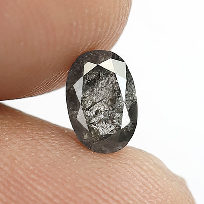 Oval Shape Natural Salt and Pepper Diamond | 0.74 Ct Gray Black Diamond | Translucent Conflict Free Stone for Bridal & Wedding Rings