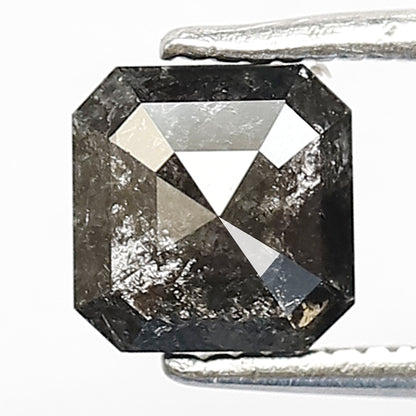 0.90 CT Asscher cut Salt and Pepper Earth Mined Diamond, Loose Natural Gray Black Diamond For Anniversary Ring