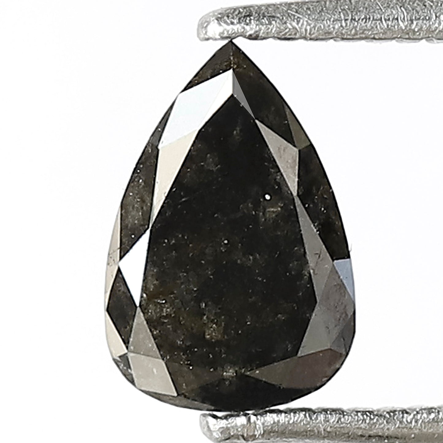0.87 CT Natural Conflict Free Pear Shape Diamond, 7.50 x 5.10 mm Gray Black Salt and Pepper Diamond For Making Pear Wedding Ring