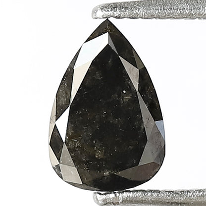 0.87 CT Natural Conflict Free Pear Shape Diamond, 7.50 x 5.10 mm Gray Black Salt and Pepper Diamond For Making Pear Wedding Ring
